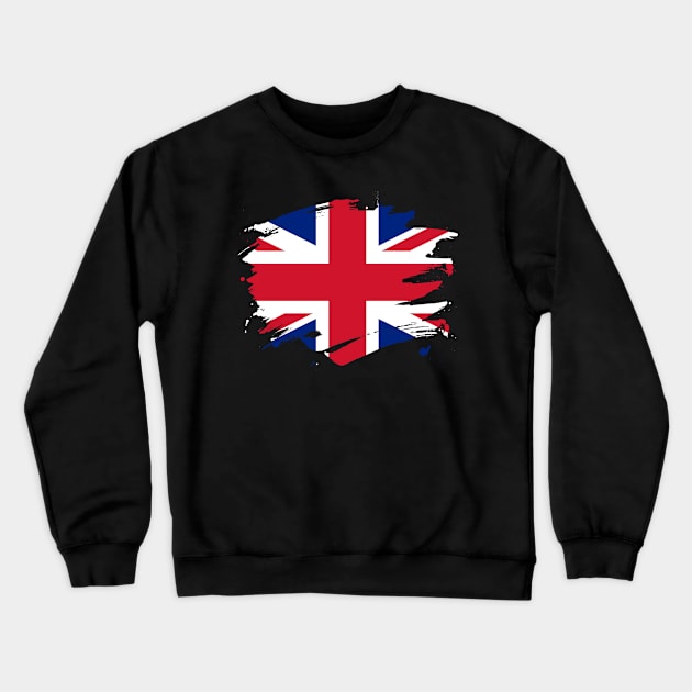 Britain Paint Splatter Flag - British Pride Design Crewneck Sweatshirt by Family Heritage Gifts